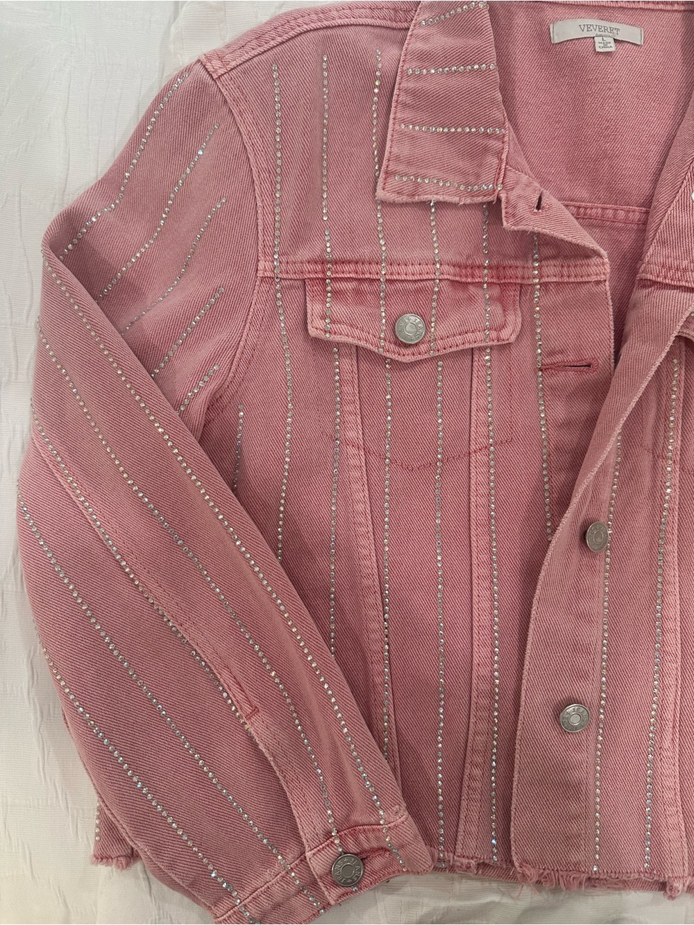 Velvet Rose Pink Studded Denim Jacket